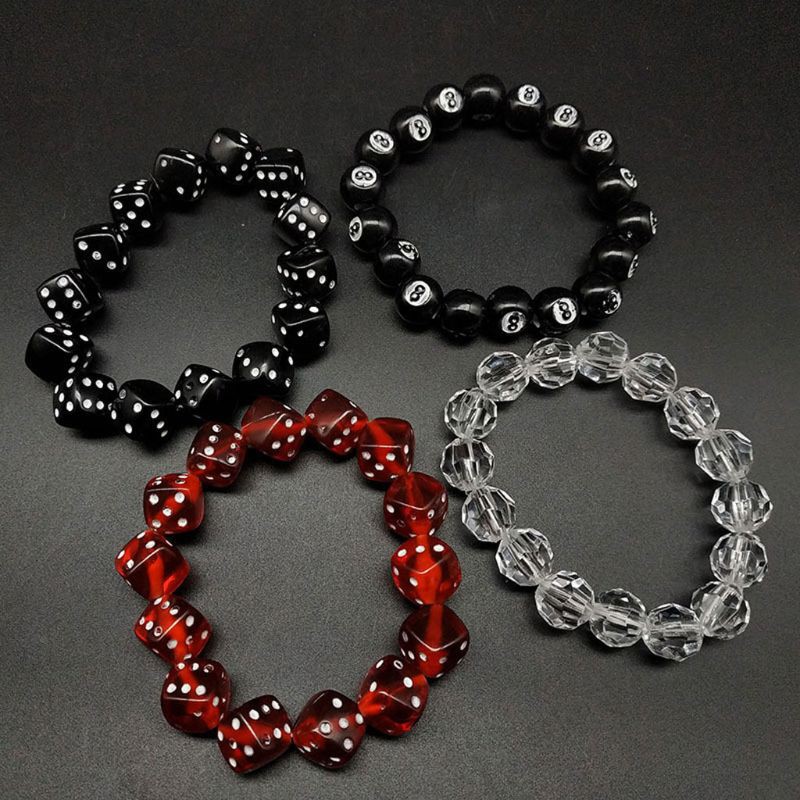 Gelang Manik-Manik Bentuk Dadu Bahan Akrilik Warna-Warni