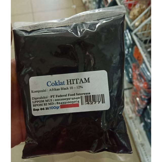 

COKLAT HITAM 100GR / BLACK CHOCOLATE / DARK COCOA MURNI elmer african black