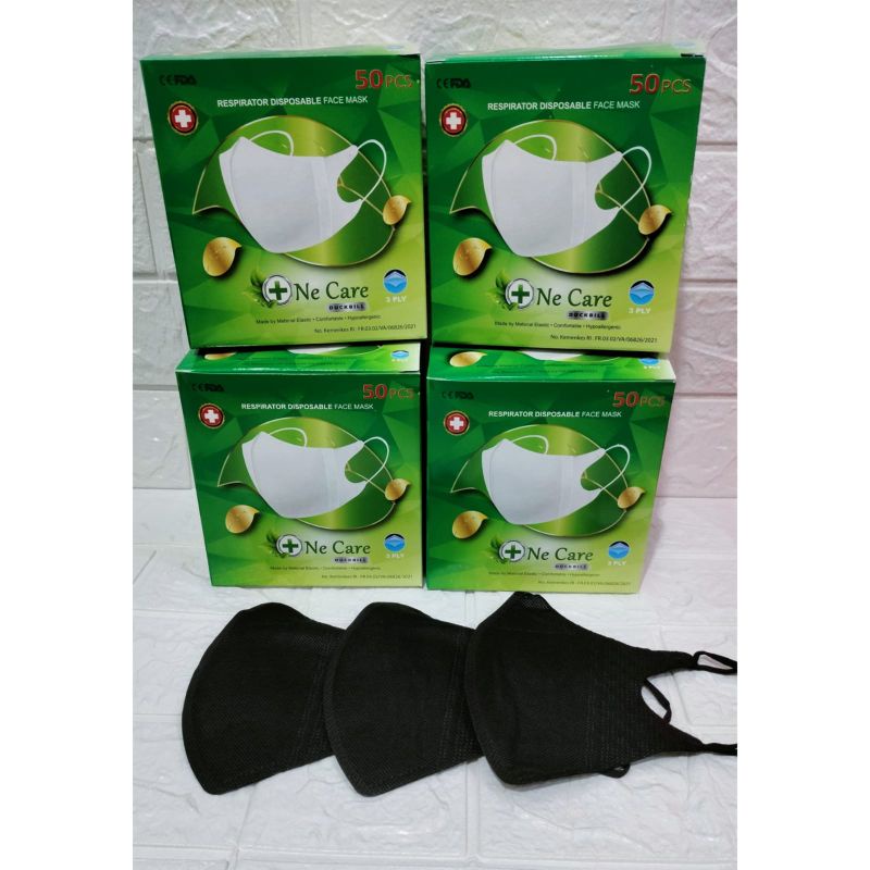 ONE CARE DUCKBILL 4ply hitam, putih,abu-abu,semua ada EMBOS ONE CARE