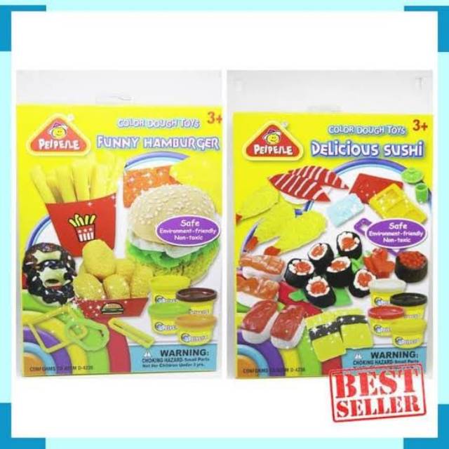 PEIPEILE DOH / Dough Mainan Playdoh Hamburger dan Sushi