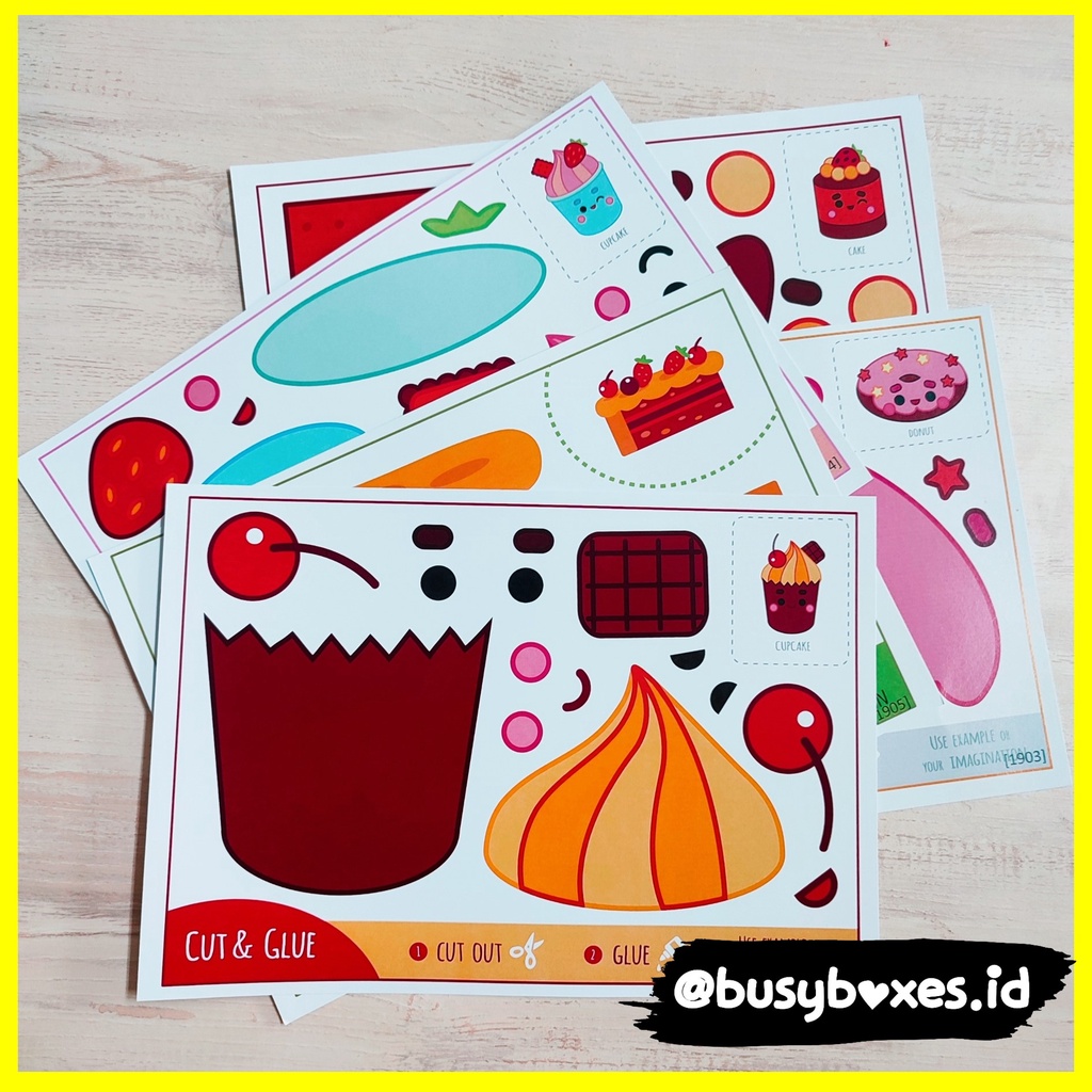 [busyboxes.id] Mainan Edukasi anak 3 tahun mainan edukasi anak 2 tahun Aktivitas anak menggunting  dan menempelcut and glue seri cup cake paud preschool mainan edukasi gunting tempel