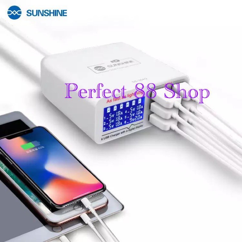 CHARGER USB ADAPTOR SUNSHINE SS-304Q 6PORT USB QC3.0 FAST CHARGING