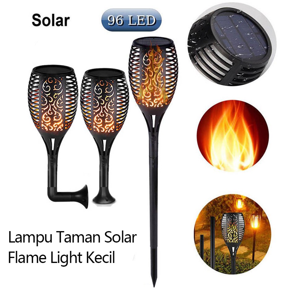 Dekorasi Taman Outdoor 96LED Solar Flame Light RebaStore