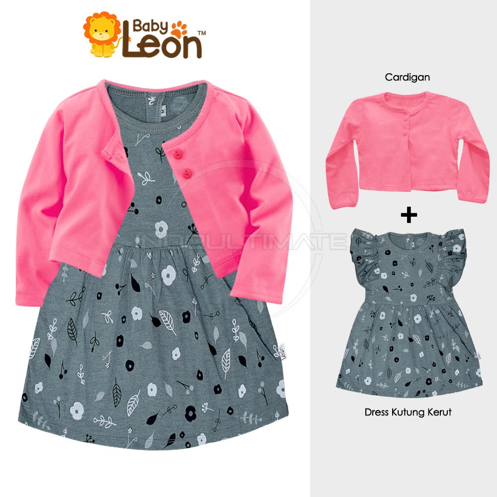 BABY LEON Setelan Cardigan Bayi + Dress Bayi Pakaian Bayi Perempuan SBJ-CR1 Rok Bayi Perempuan Baju Bayi Cewek Baju Pesta Bayi Jaket Outer Bayi Baju Dress Gaun Bayi Perlengkapan Bayi Perempuan Bayi Cewek Pakaian Bayi Balita Perempuan