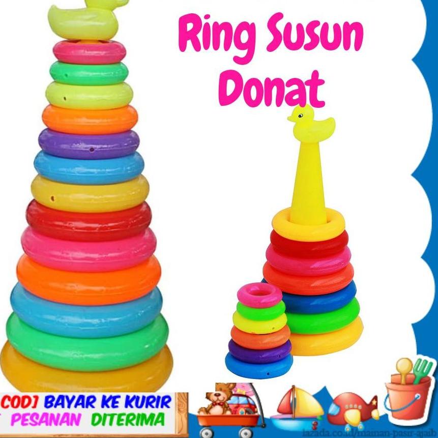 ✧ Mainan Anak Ring Donat Jumbo 10 Susun Baby Stacking Donut Duck - B446 ➪