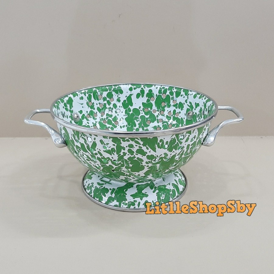 Sangku Bakul Enamel Tempat Nasi 16cm Hijau Blirik Marble Loreng