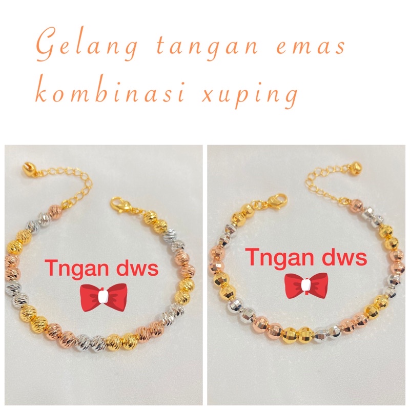 Gelang tangan emas kombinasi xuping 24k