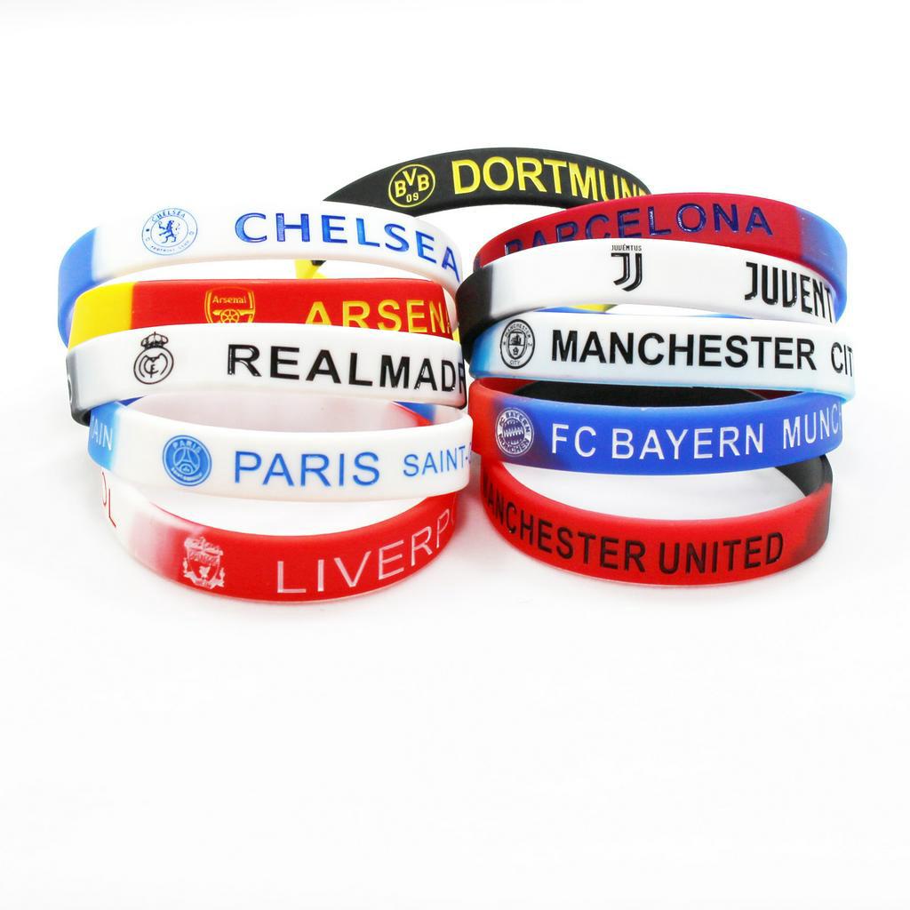 Gelang Silikon Karet Sepakbola Desain Klub Sepak Bola Barca Madrid Juventus Milan Liverpool Arsenal Chelsea PSG Munchen dll