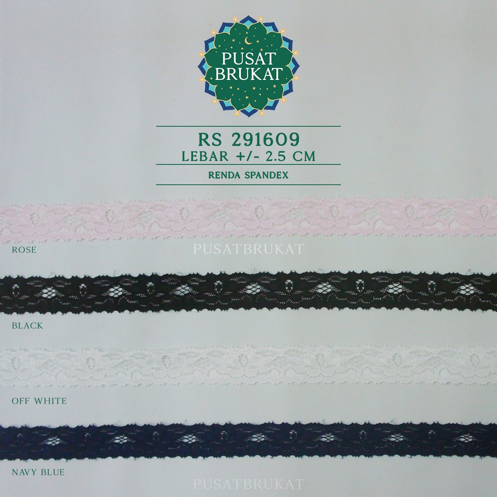 KAIN RENDA SPANDEX STRETCH RS 291609 - LEBAR 2.5CM [harga per 0.5m]