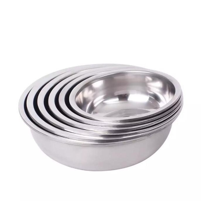 Baskom Stainless Steel Tebal Mangkok Mangkuk Bowl Stenlis Anti Karat Wadah Serbaguna Waskom Murah