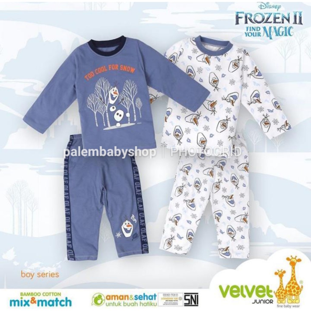 Piyama Velvet seri frozen Mix And Match - boy&amp;girl Isi 2 Setel size 2,3,4,5,6,7,8.9 tahun