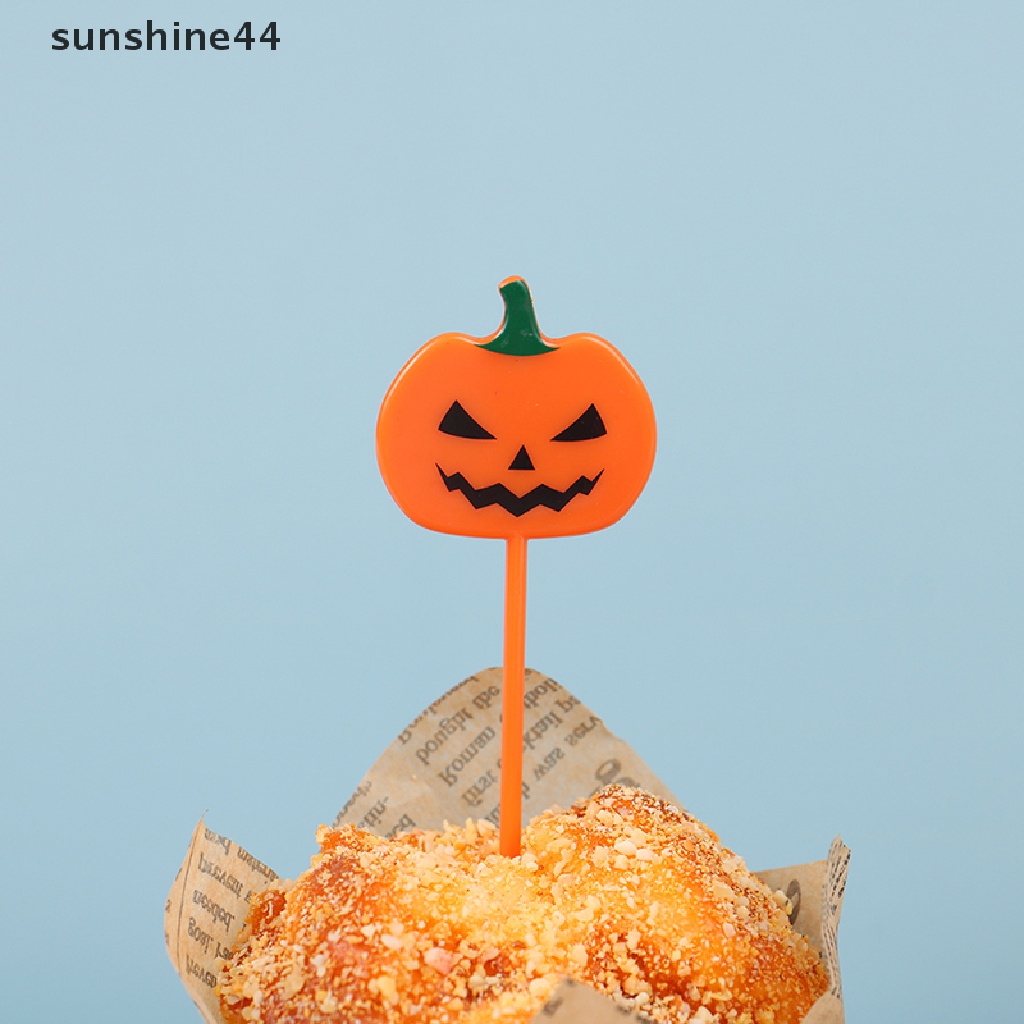 Sunshine 10Pcs Tusuk Gigi / Buah / Cupcake Desain Kartun Halloween Bahan Plastik