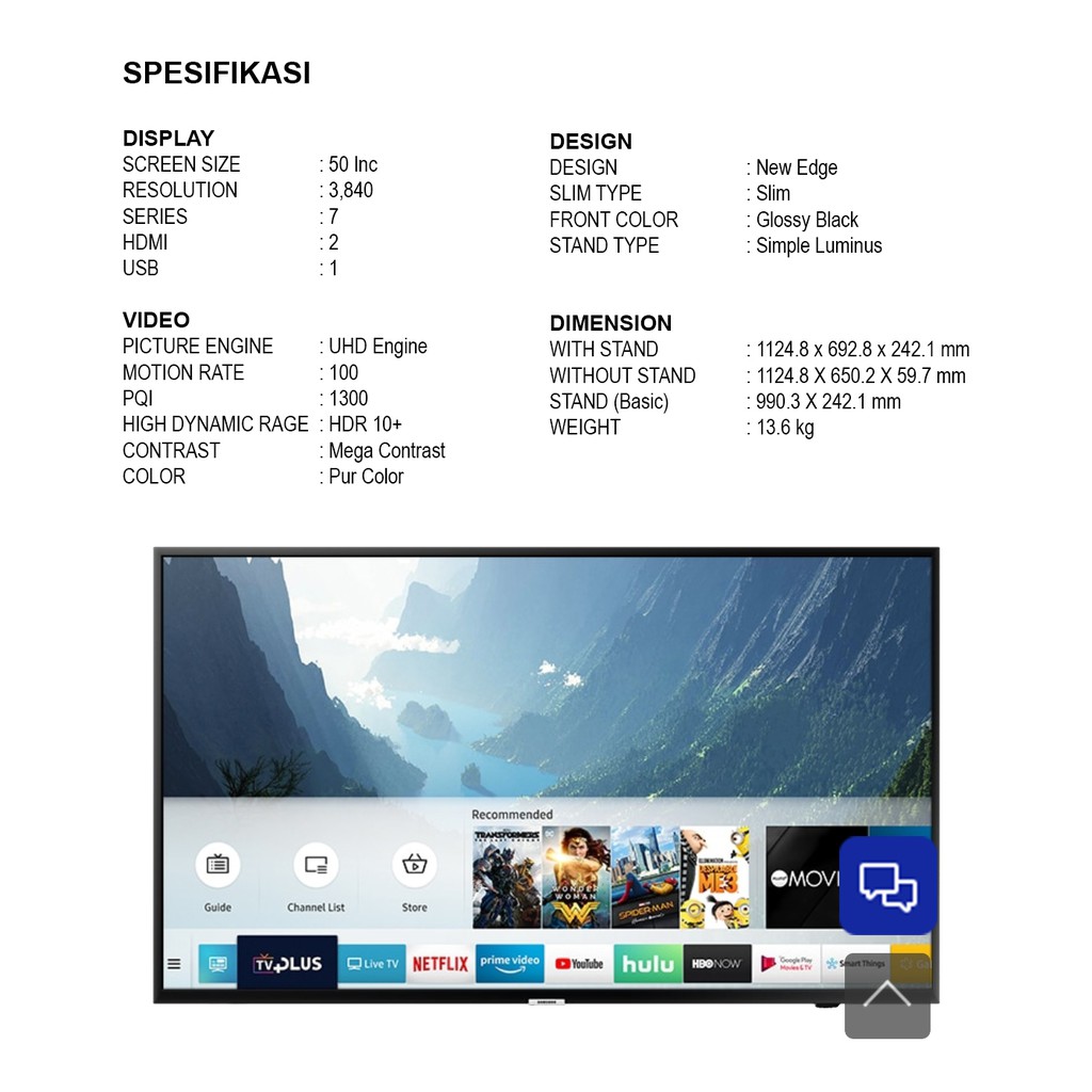 46+ 50 uhd 4k smart tv nu7090 series 7 information