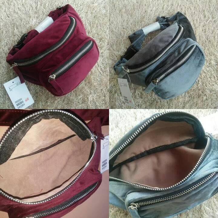 B4623 Waist Bag Tas Pinggang sepeda Belt Velvet Waistbag Beludru Bludru / tas pinggang sepeda