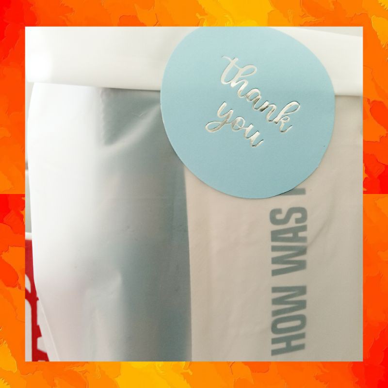 

60pc stiker thankyou biru polos tulisan kilap