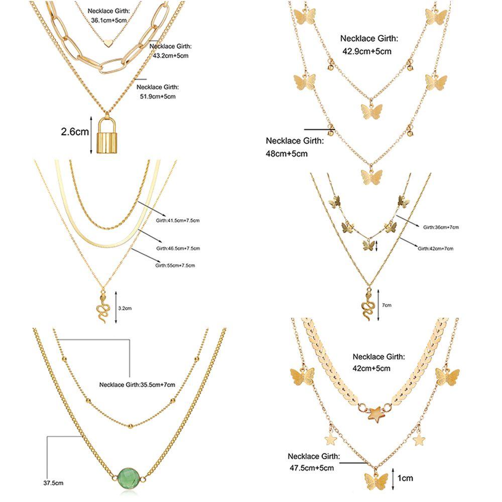 Perhiasan Kalung Multilayer Nanas Rantai Ular Kupu-Kupu Emas