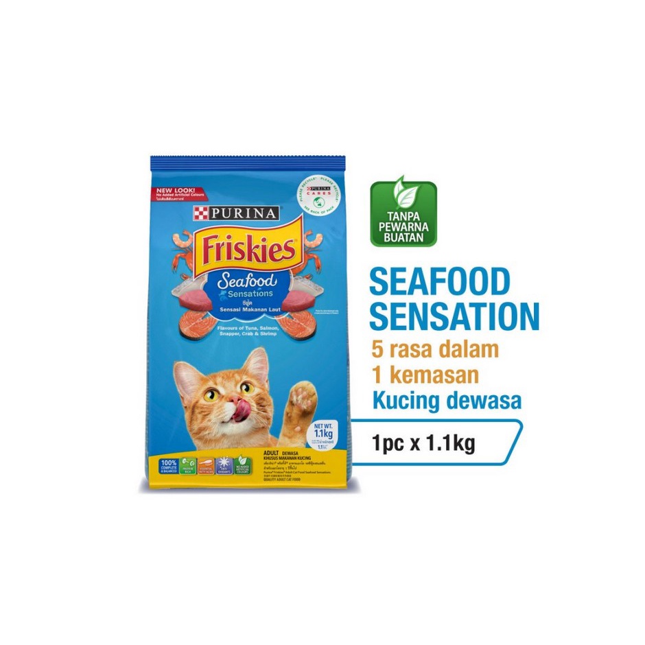 Friskies Cat Food 1.1KG - Seafood Sensations Makanan Kering Kucing