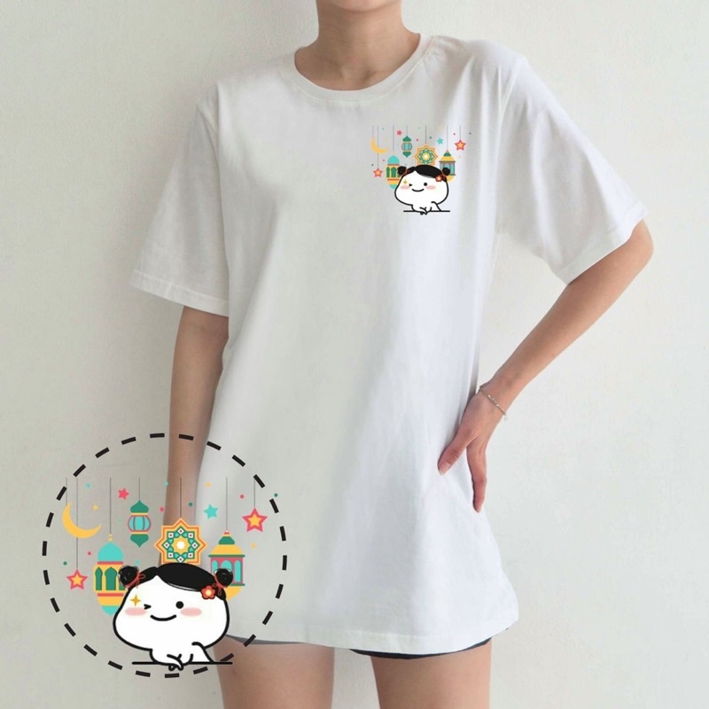 KAOS LEBARAN MOTIF PENTOL L04 KETUPAT EID MUBARAK IDUL FITRI GAMBAR LUCU COUPLE COTTON COMBED GROSIR MURAH