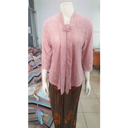 (BrM92/100/110) Kebaya floy BRUKAT glitter 7/8 MANSET std-besar KeroncongBusana-Rosegold