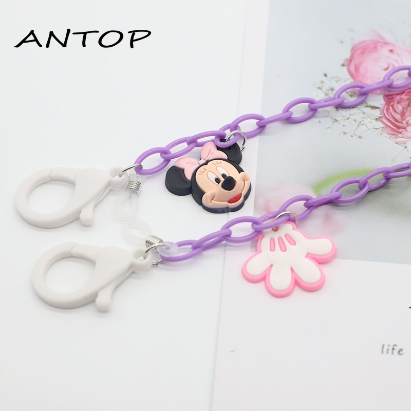 Rantai Kacamata Desain Mouse Kartun Fashion Nyaman Lanyard Akrilik Hitam ANTOP