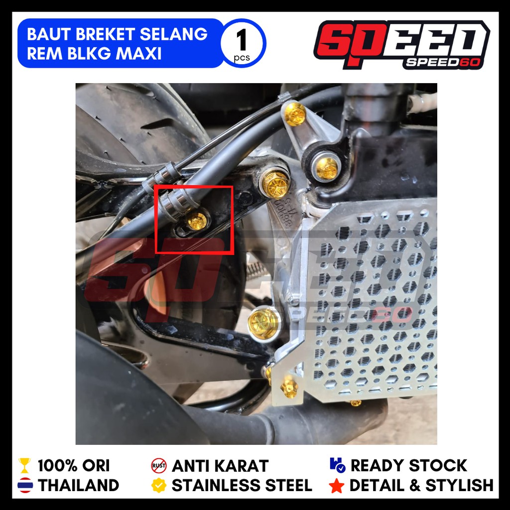 Baut Breket Selang Rem Belakang Aerox Nmax Xmax Lexi Probolt King Nut Thailand