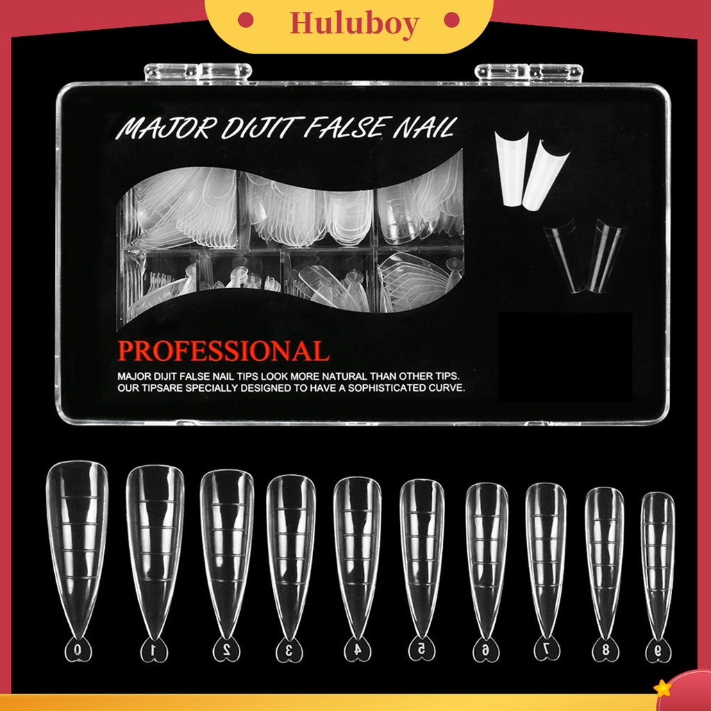 Huluboy Huluboy♡ 500pcs / Box Kuku Palsu Extension Bentuk Hati Transparan Seamless Untuk Manicure