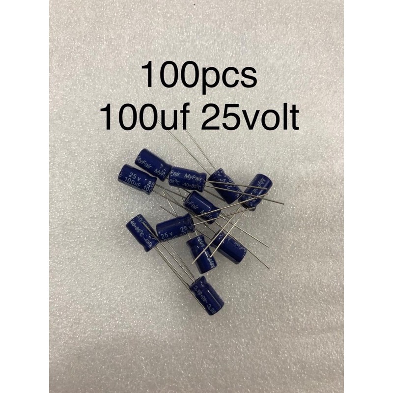 100Pcs Capacitor Elco 100uf 25v Kapasitor Elko 100uf 25v