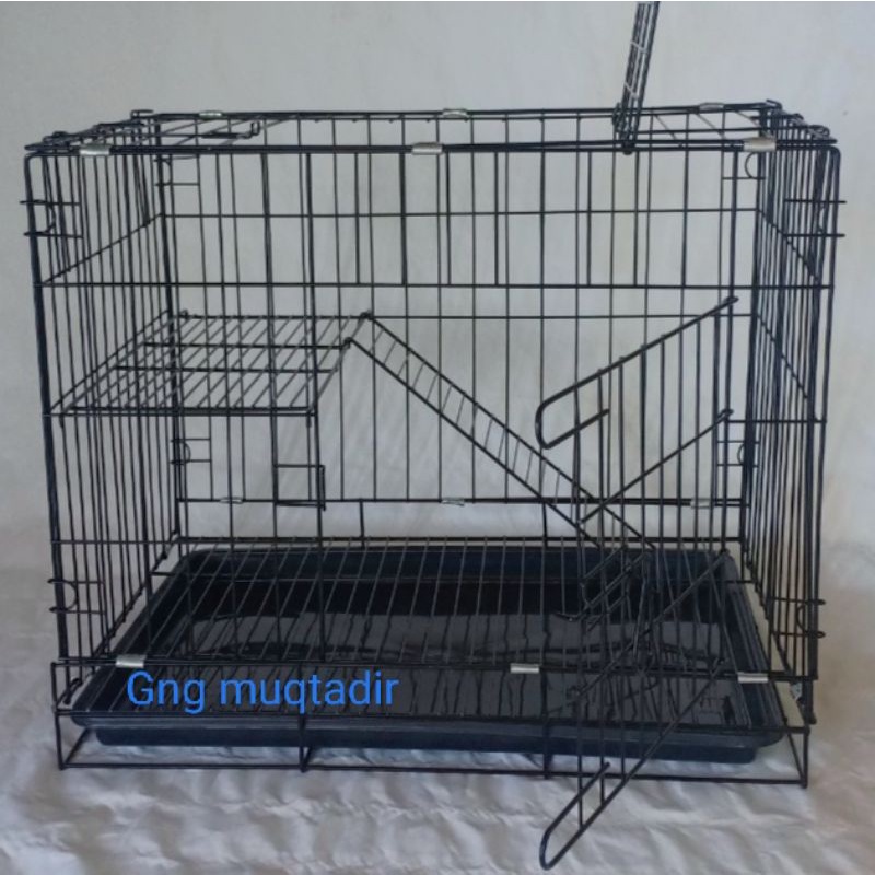 KANDANG KUCING TINGKAT MURAH LIPAT PLUS TATAKAN BAWAH SIZE L UKURAN 60X42X5O CM