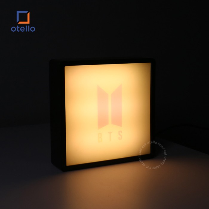 Acrylic Light Box Square BTS Logo | Lampu Tidur LED Kado Gift Hadiah Army Fans Bangtan Idol