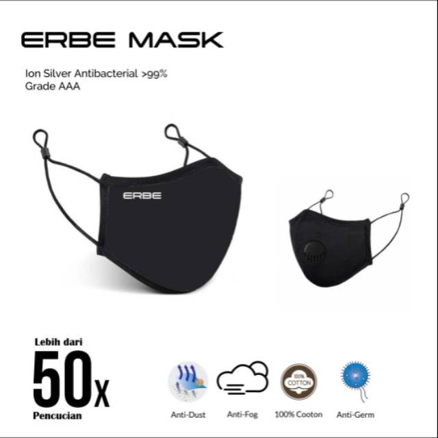 ERBE MASK Masker Kain Premium Ion Silver