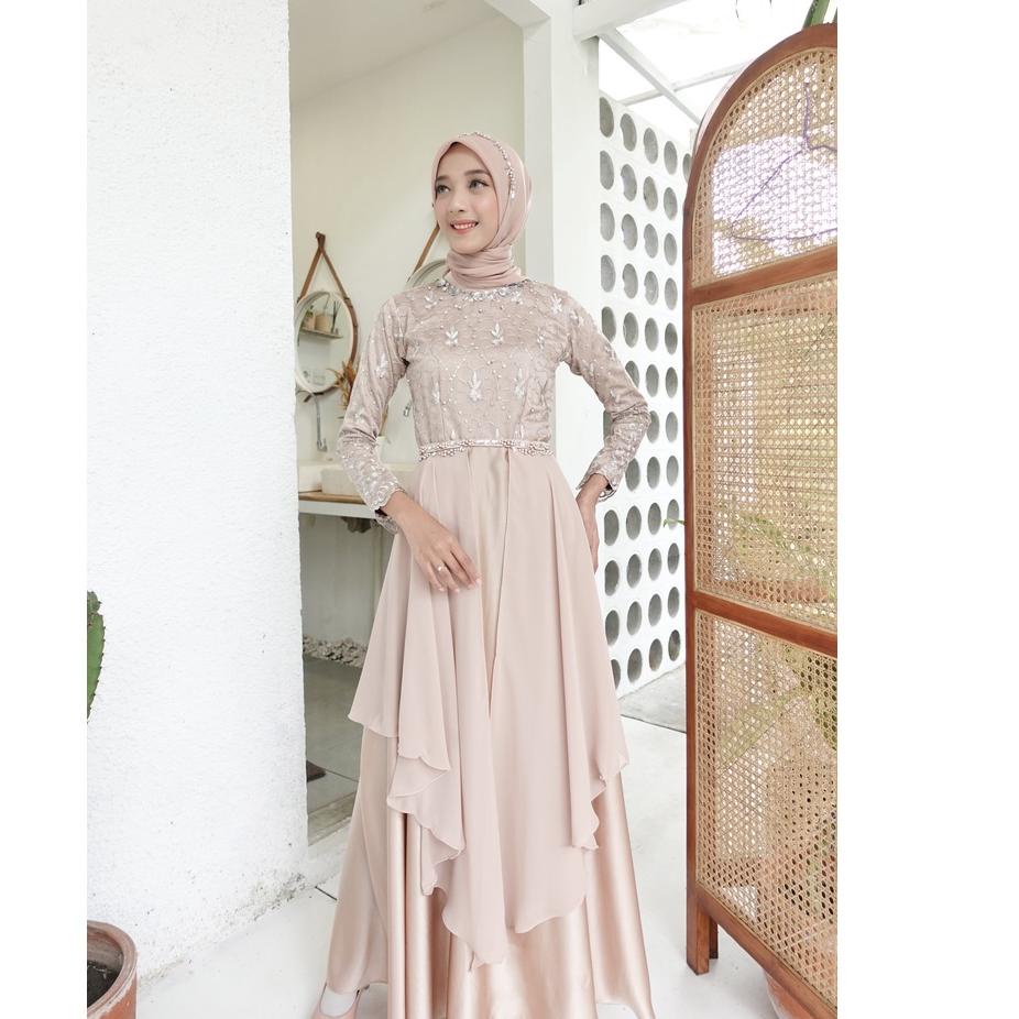 Penjualan Terbanyak.. COD - GAMIS RIZKIYA BROKAT EKSKLUSIF 10 LOOK MODEL PLUS OUTER CAPE/KOREAN STYL