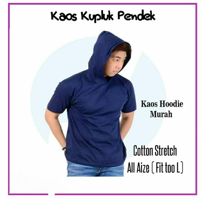 Kaos Kupluk Pria Wanita - Hoodie Lengan Pendek Polos Hoodie Polos - Kaos Kupluk All Size L