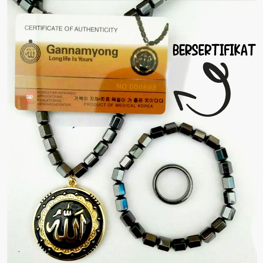 Kalung Terapi Bio Magnetic Anti Radiasi GANNAMYOUNG Asli BERSERTIFIKAT BONUS GELANG &amp; CINCIN