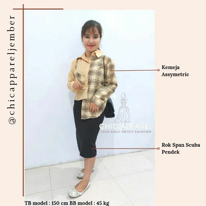 KEMEJA ASSYMETRIC / KEMEJA KATUN WANITA / KEMEJA MOTIF KOTAK / KEMEJA KOTAK WANITA (JEMBER)