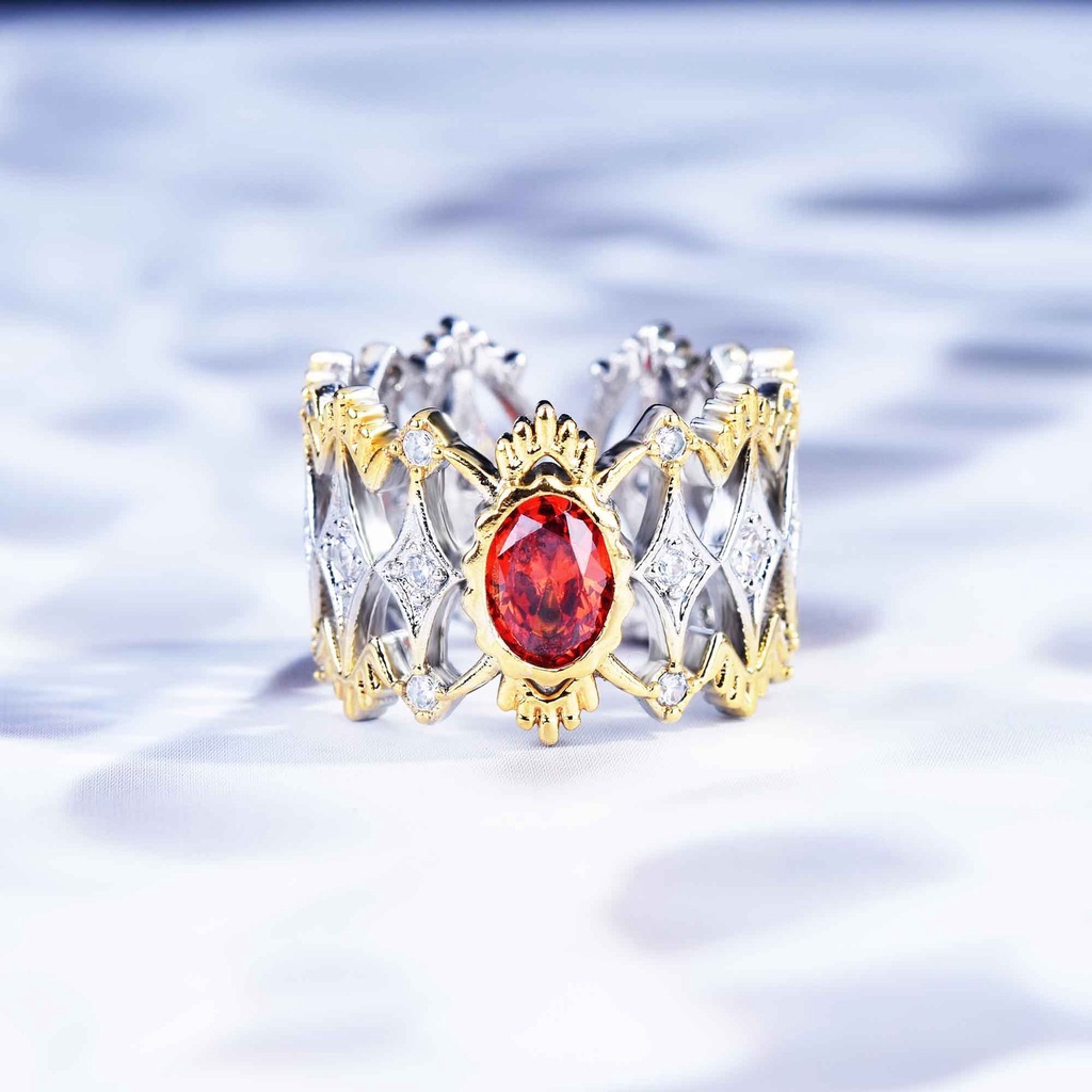 perak asli 925 cincin Wanita Kepribadian Kreatif Sederhana Merah Batu Permata Cincin Dapat Disesuaikan Fashion Perhiasan CCC69