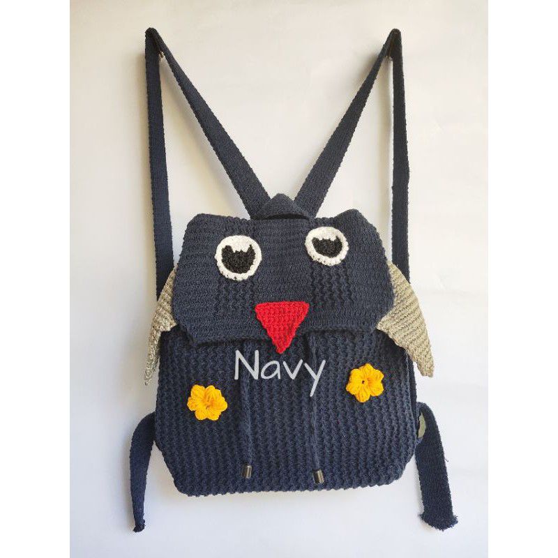 RANSEL RAJUT TEBAL MOTIF OWL/BURUNG HANTU