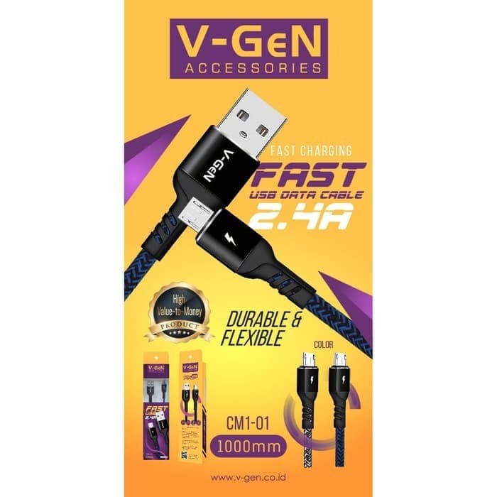 [COD] KABEL DATA FAST CHARGING 2.4A V-GEN ORIGINAL VGEN CM1-01