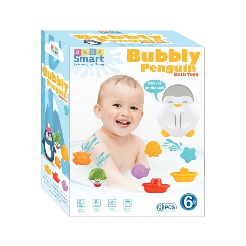 Bebe Smart Bubbly Penguin Bath Toys Mainan Mandi Bayi