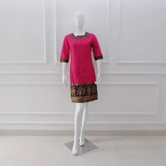 Sangat Murah Tunik Batik/ Dress Batik/ Dress Pesta Batik/ Gaun Pesta Wanita Jumbo - - Navy, M