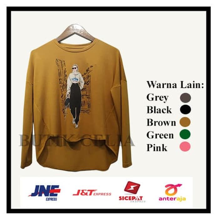 KAOS LENGAN PANJANG WANITA SUPREME MURAH KUALITAS BAGUS NYAMAN