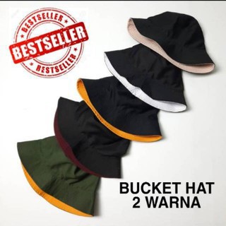 Topi bundar bucket hat bulat dua warna STANDAR DISTRO