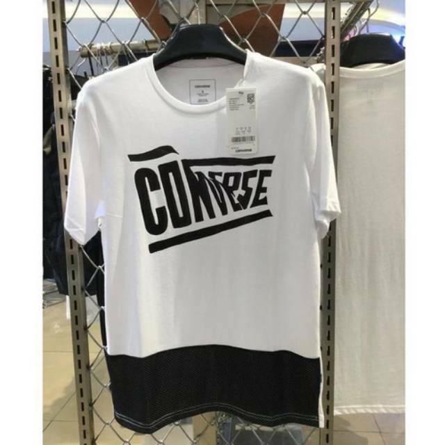 Kaos t shirt Converse original hitam putih