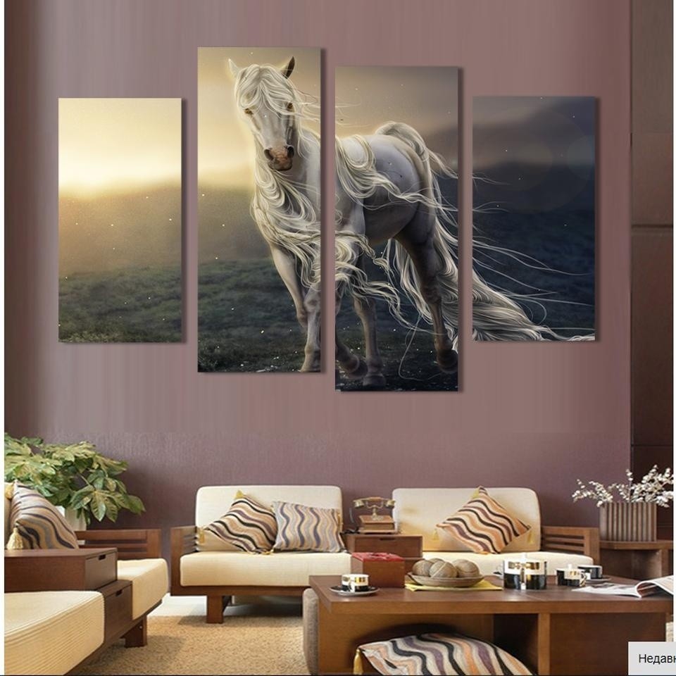 Lukisan/Gambar Abstrak Kuda HD Cetak Kanvas ukuran Besar untuk Dekorasi  Dinding Ruang Tamu