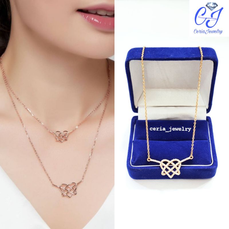 Kalung Perak Asli Silver 925 Lapis Emas Model Andin (Kalung Ikatan Cinta) - Perhiasan Perak