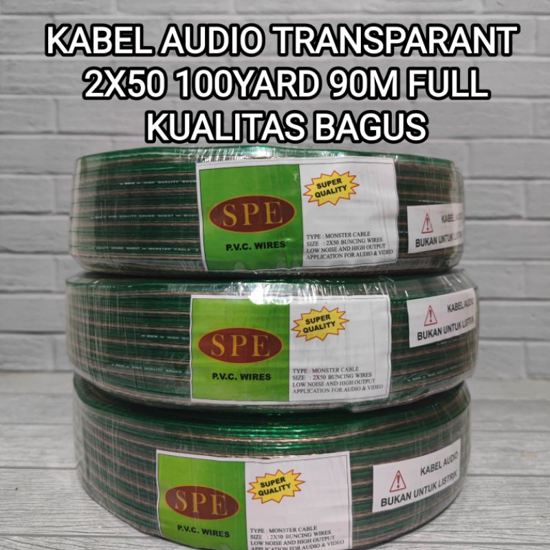 HARGA 1 ROLL Kabel AUDIO Transparant 2x50 100 YARD 90M FULL Kabel Audio LISTRIK TRANSPARAN KUALITAS BAGUS 100%