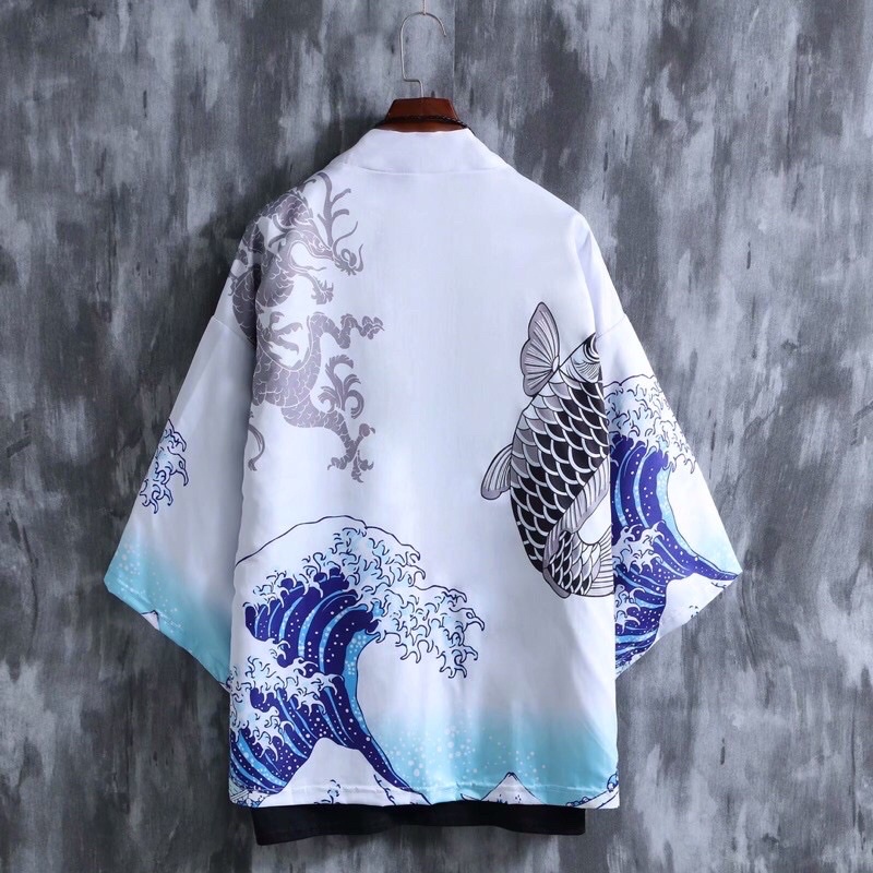 RE02 KIMONO CARDINGAN HAORI PRIA WANITA JEPANG LOOSE YUTAKA SUMMER OMBAK COSPLAY M-3XL