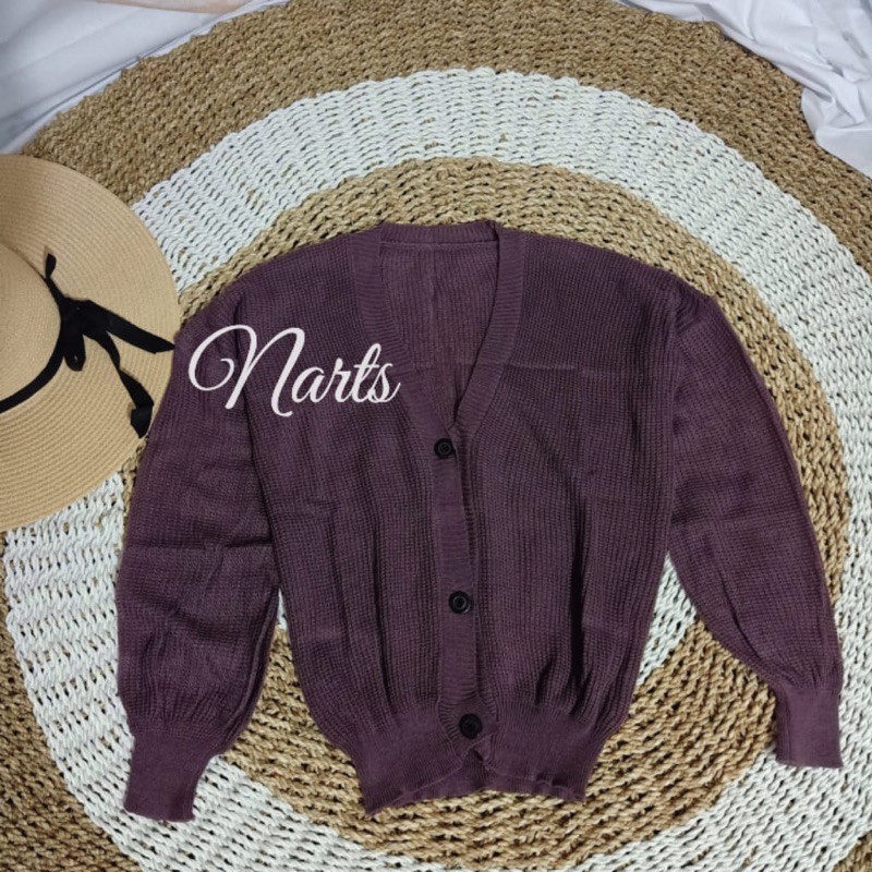 Olivia Cardy Crop / Eireen Crop Cardy / REAL PICT !!!-Burgundy/Milo