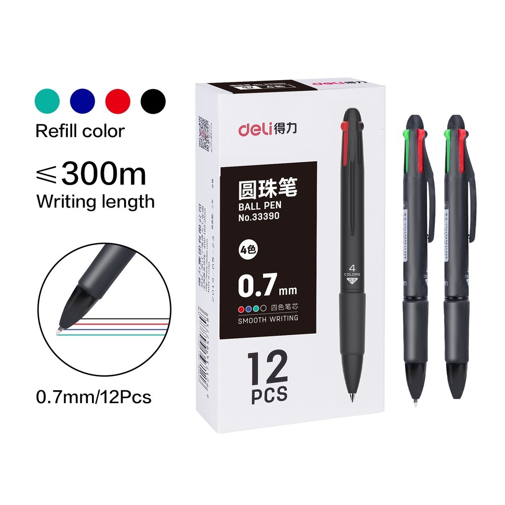 PULPEN CETEK CETREK 4 WARNA DELI 33390 0.7 MM BALLPOINT 4 COLOURS