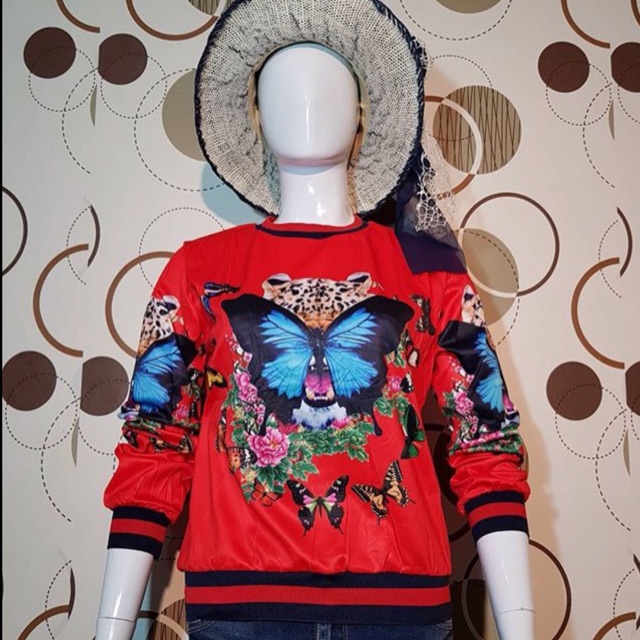 6176:BLUS GU*CCI BUTTERFLY/blouse/blouse wanita/blouse murah/blouseimpor/blouse gu*cci