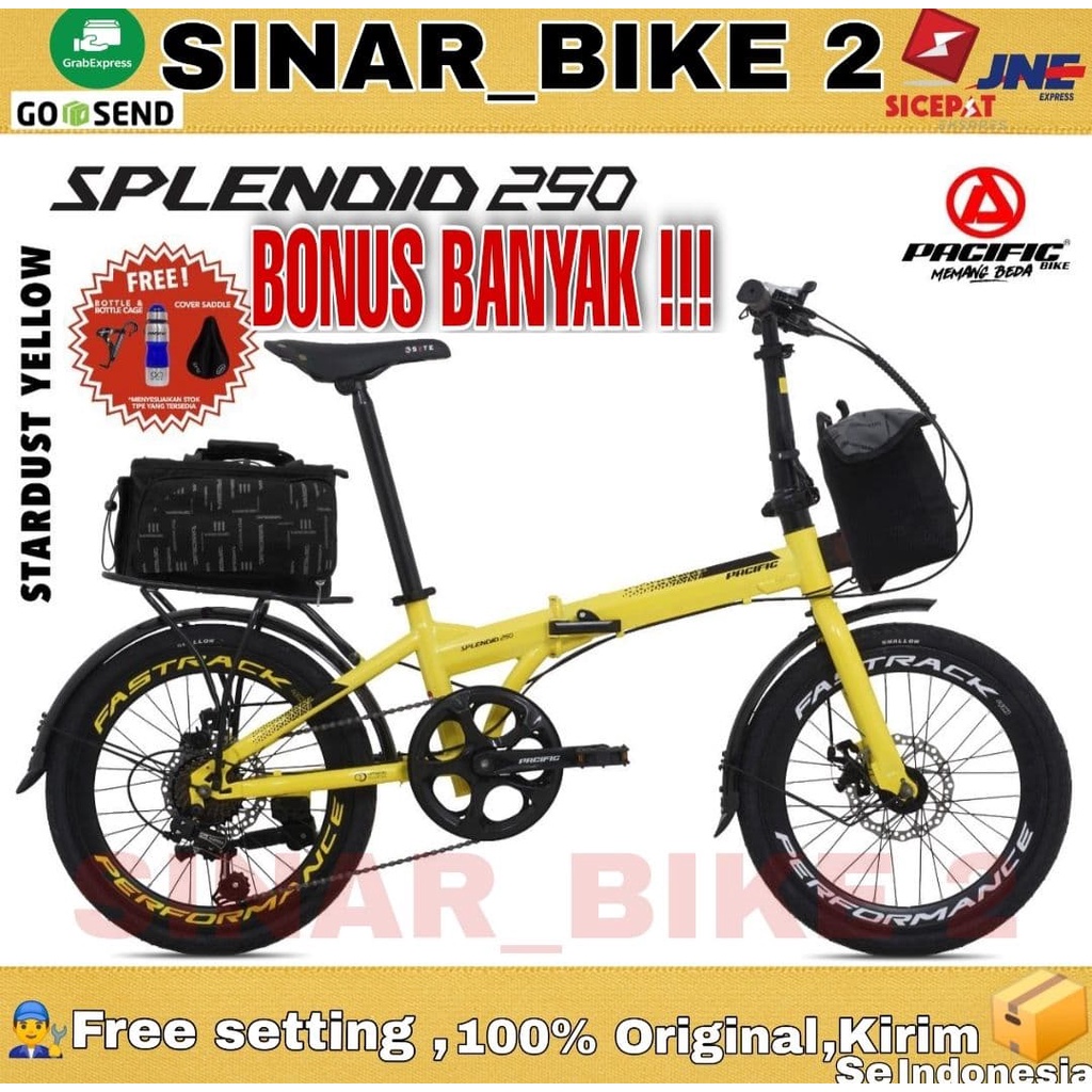 Sepeda Lipat 20 Inch PACIFIC SPLENDID 250 Shimano 7 Speed Extra Bonus